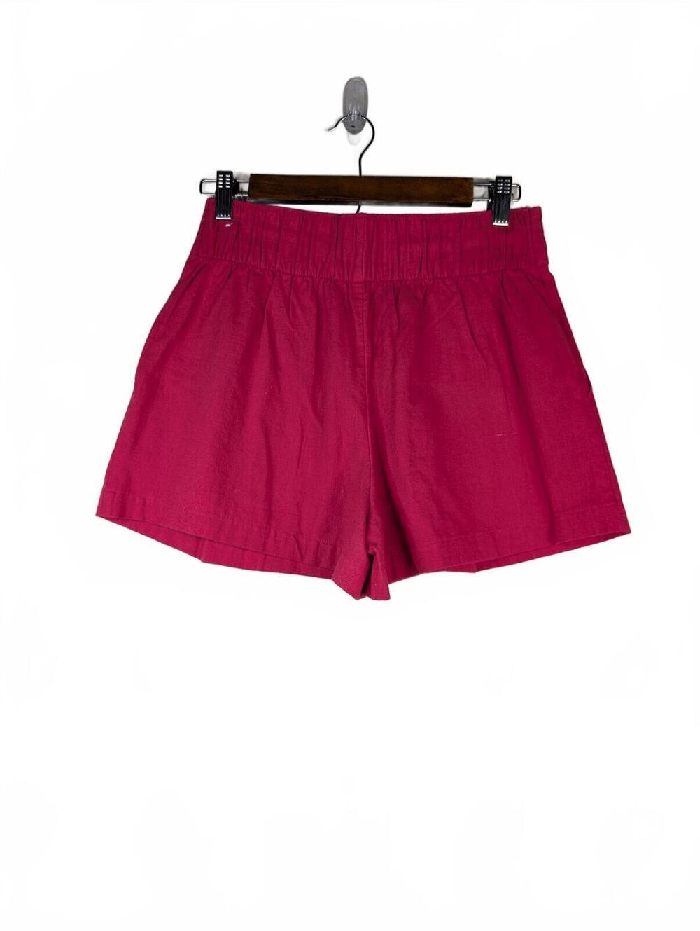 NWT Abercrombie & Fitch Women's Hot Pink Linen Blend Pleated Shorts Size Small